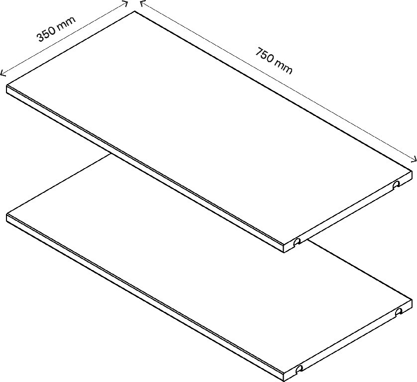 Pachet 2 rafturi, gri stejar, 75 x 35 cm  GoodHome Atomia