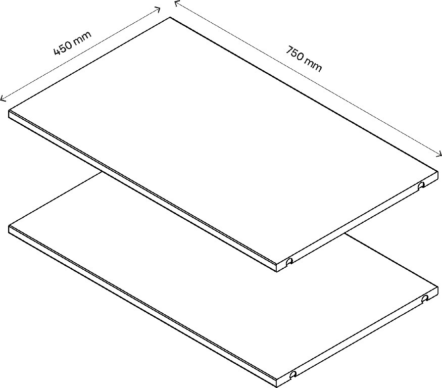 Pachet 2 rafturi, stejar, 75 x 45 cm  GoodHome Atomia