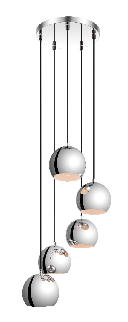 Lustra tip pendul, Argintiu, 28 W, 5 x E14  GoodHome Roccheta