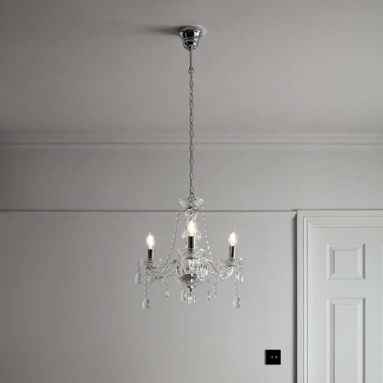 Lustra tip pendul, Argintiu/Transparent, 40 W, 3 x E14  GoodHome Gacruz