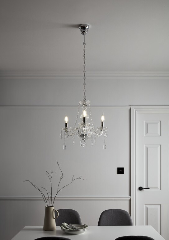 Lustra tip pendul, Argintiu/Transparent, 40 W, 3 x E14  GoodHome Gacruz
