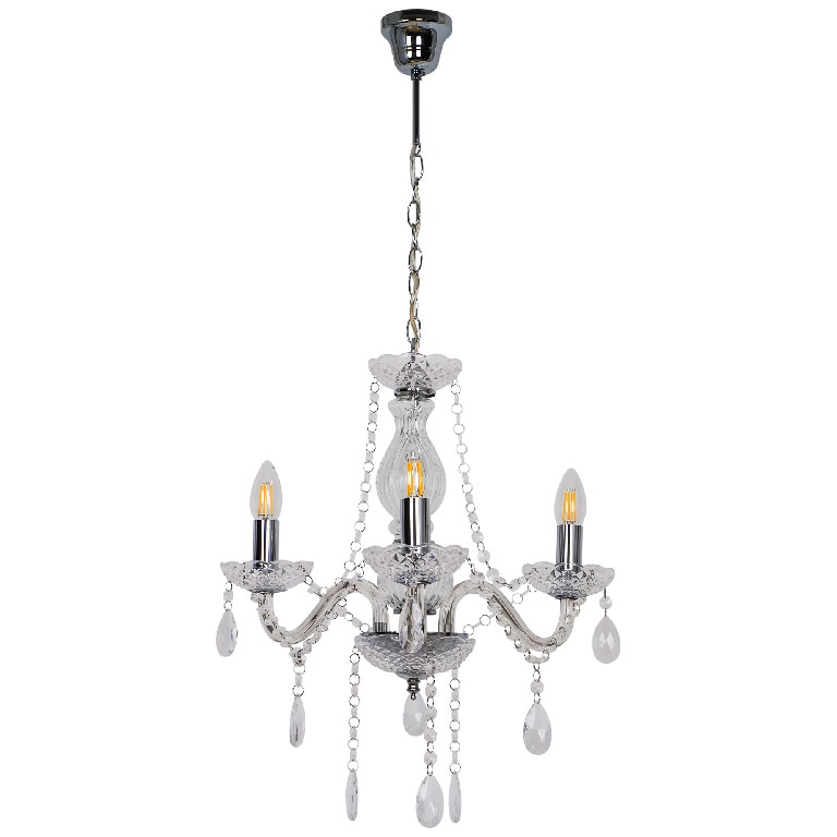 Lustra tip pendul, Argintiu/Transparent, 40 W, 3 x E14  GoodHome Gacruz
