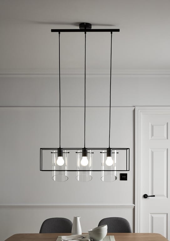 Lustra tip pendul, Negru, 42 W, 3 x E27  GoodHome Daluiz