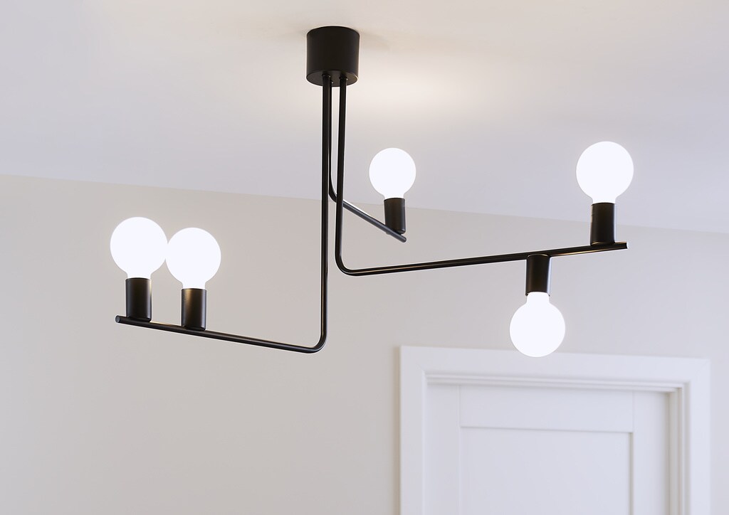 Lustra tip pendul, Negru, 60 W, 5 x E27  GoodHome Darrah