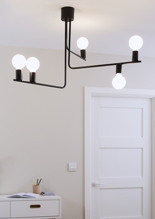 Lustra tip pendul, Negru, 60 W, 5 x E27  GoodHome Darrah