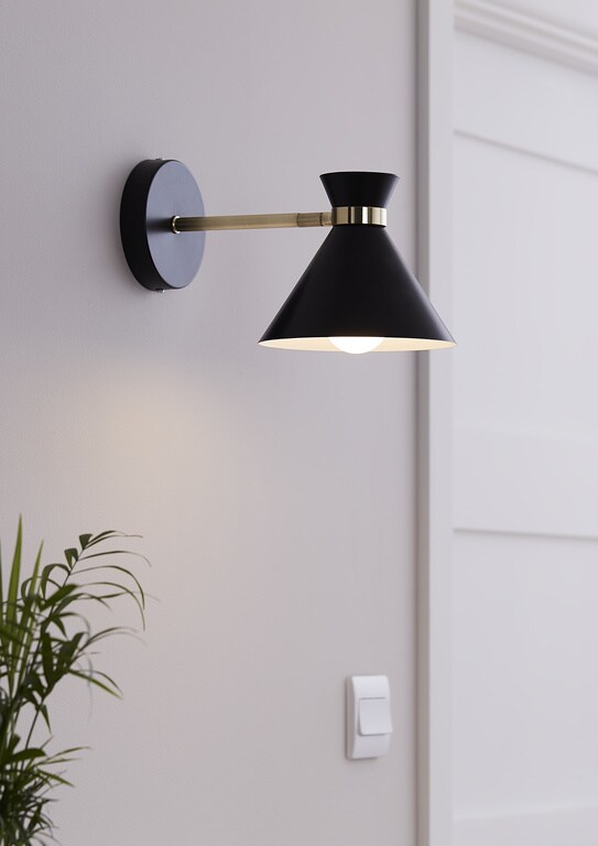 Aplica incandescent, neagra, 1 bec, E27, 28 W  GoodHome Apennin
