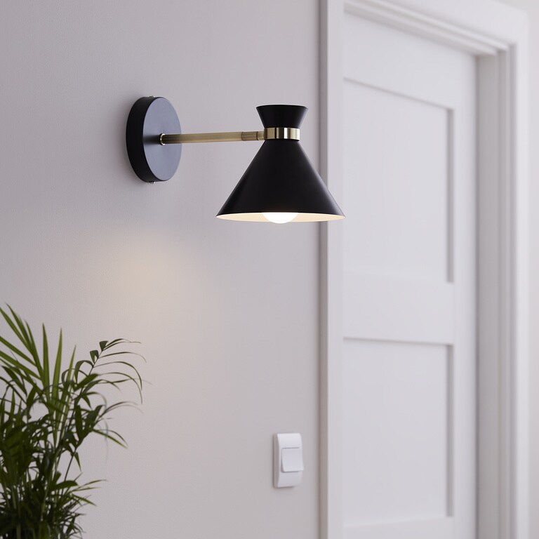 Aplica incandescent, neagra, 1 bec, E27, 28 W  GoodHome Apennin