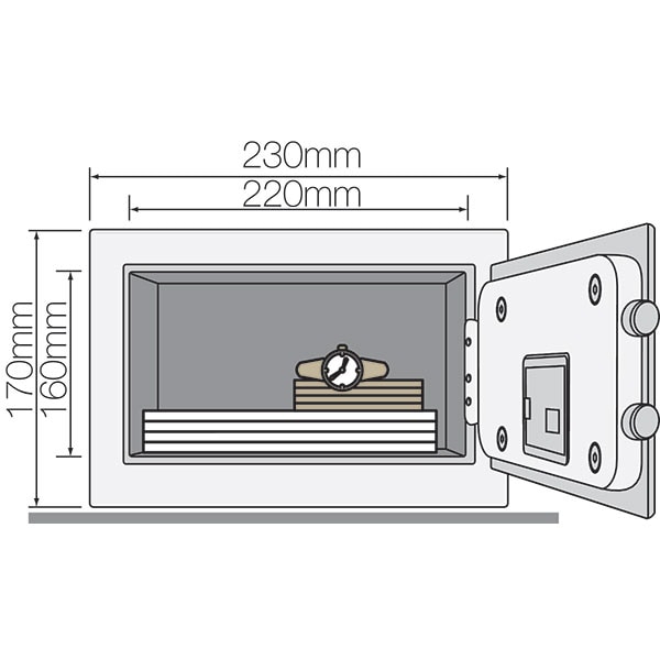 Seif mini YALE YSV/170/DB1, Inchidere electronica, 170 x 230 x 170 mm, negru