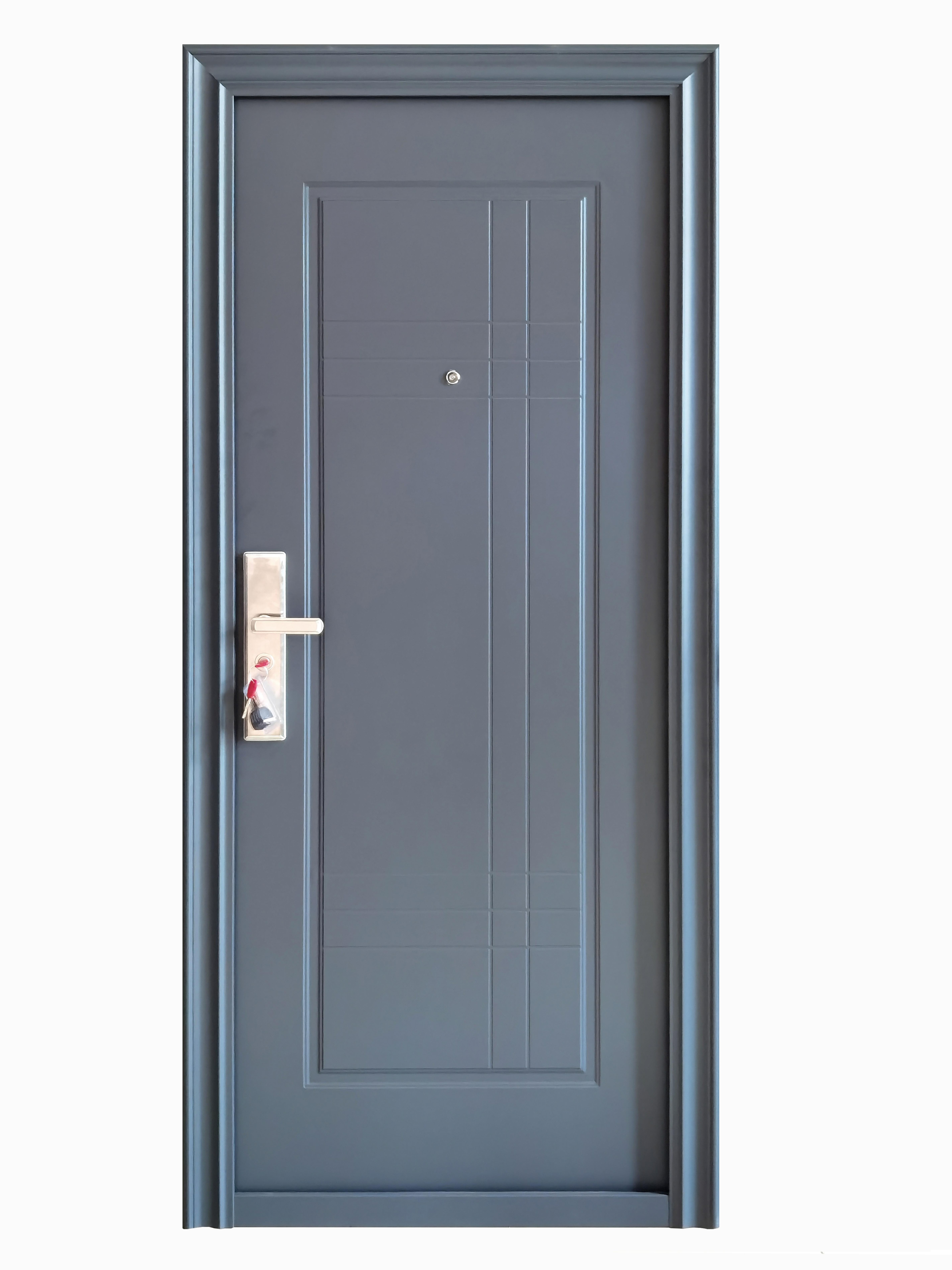 Usa de intrare pentru apartament Lines, fara geam, dreapta, otel, 88 x 205 cm, antracit