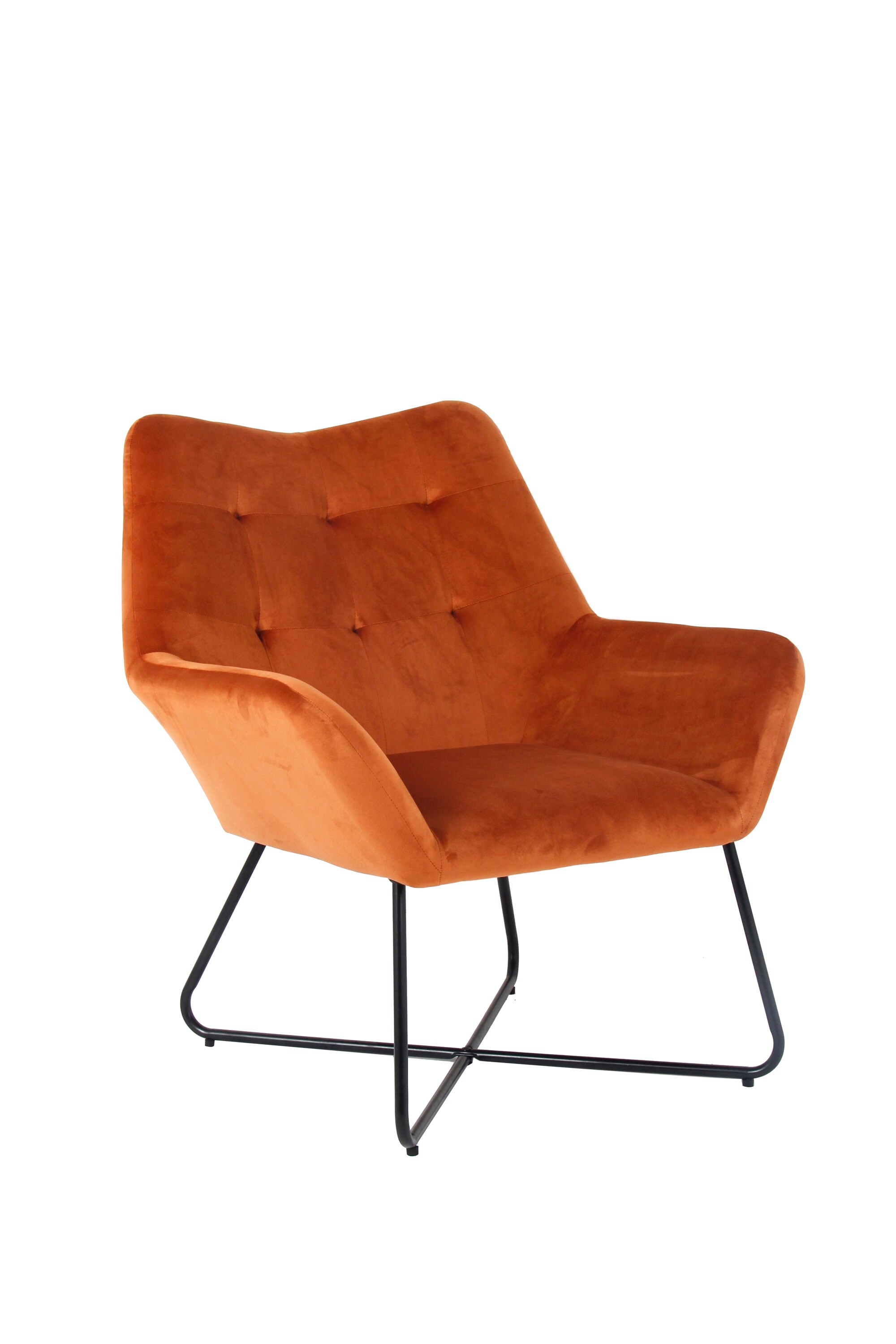 Fotoliu portocaliu, catifea, 86.5 x 80 x 75 cm  Turio