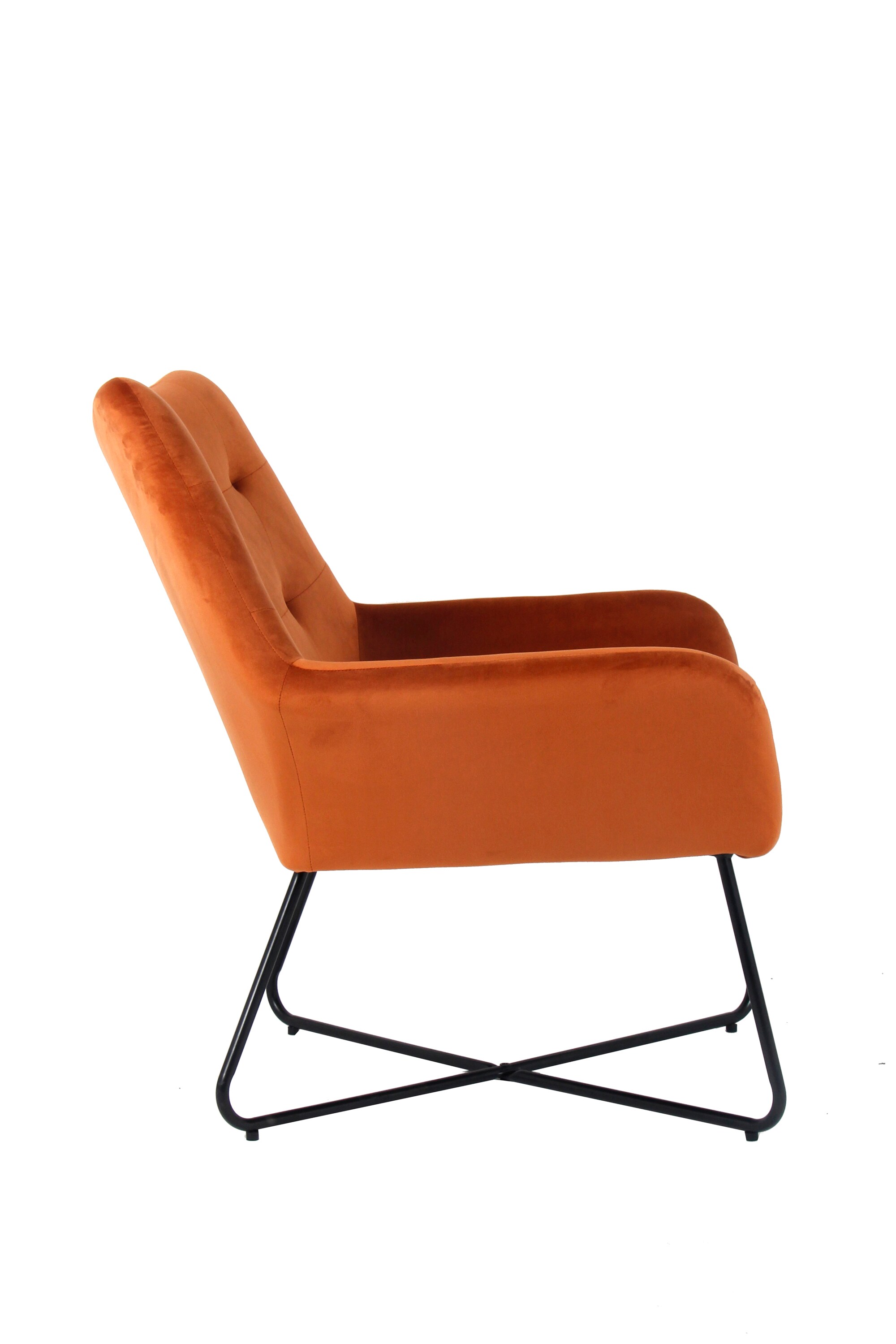 Fotoliu portocaliu, catifea, 86.5 x 80 x 75 cm  Turio