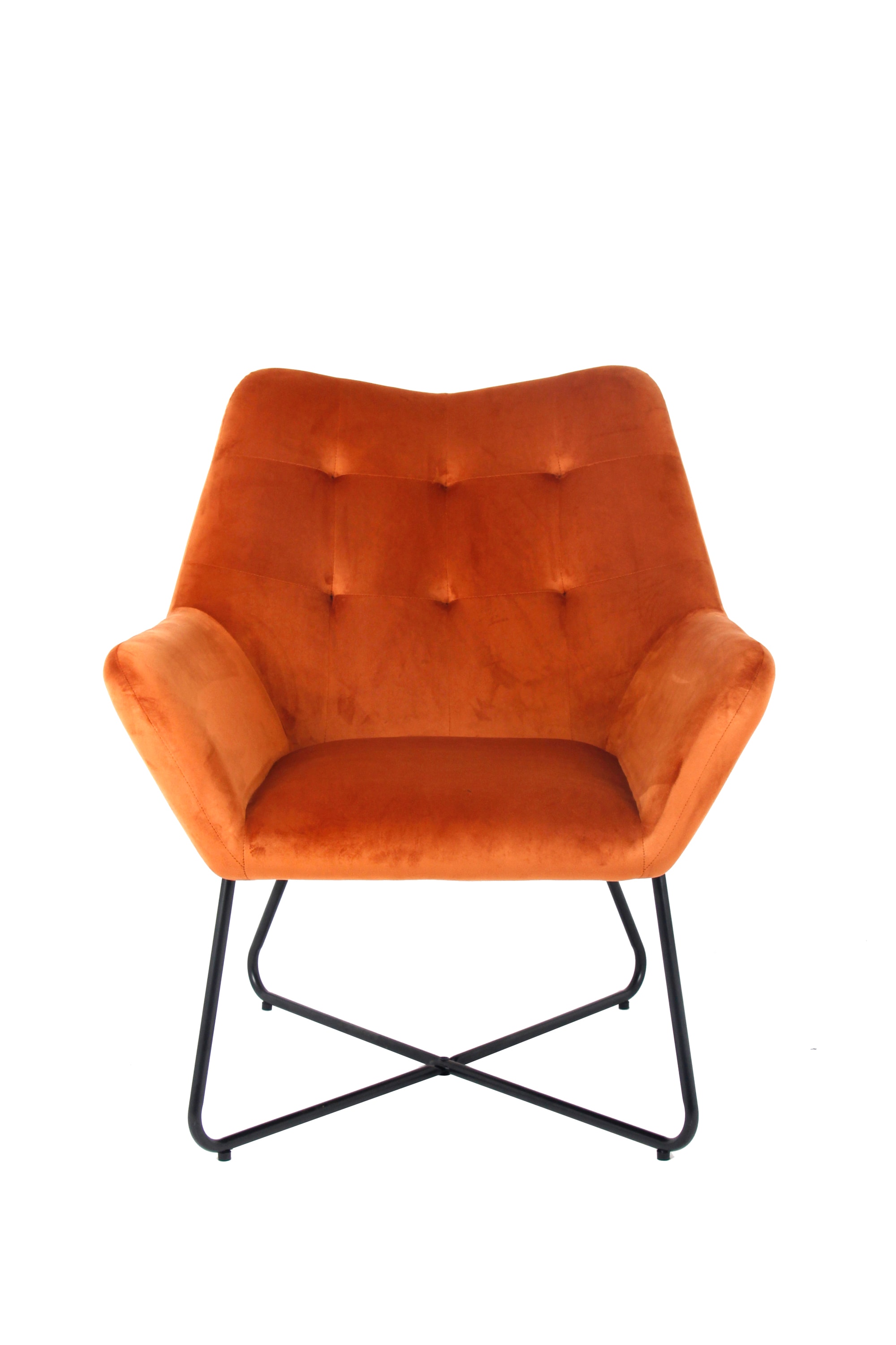 Fotoliu portocaliu, catifea, 86.5 x 80 x 75 cm  Turio