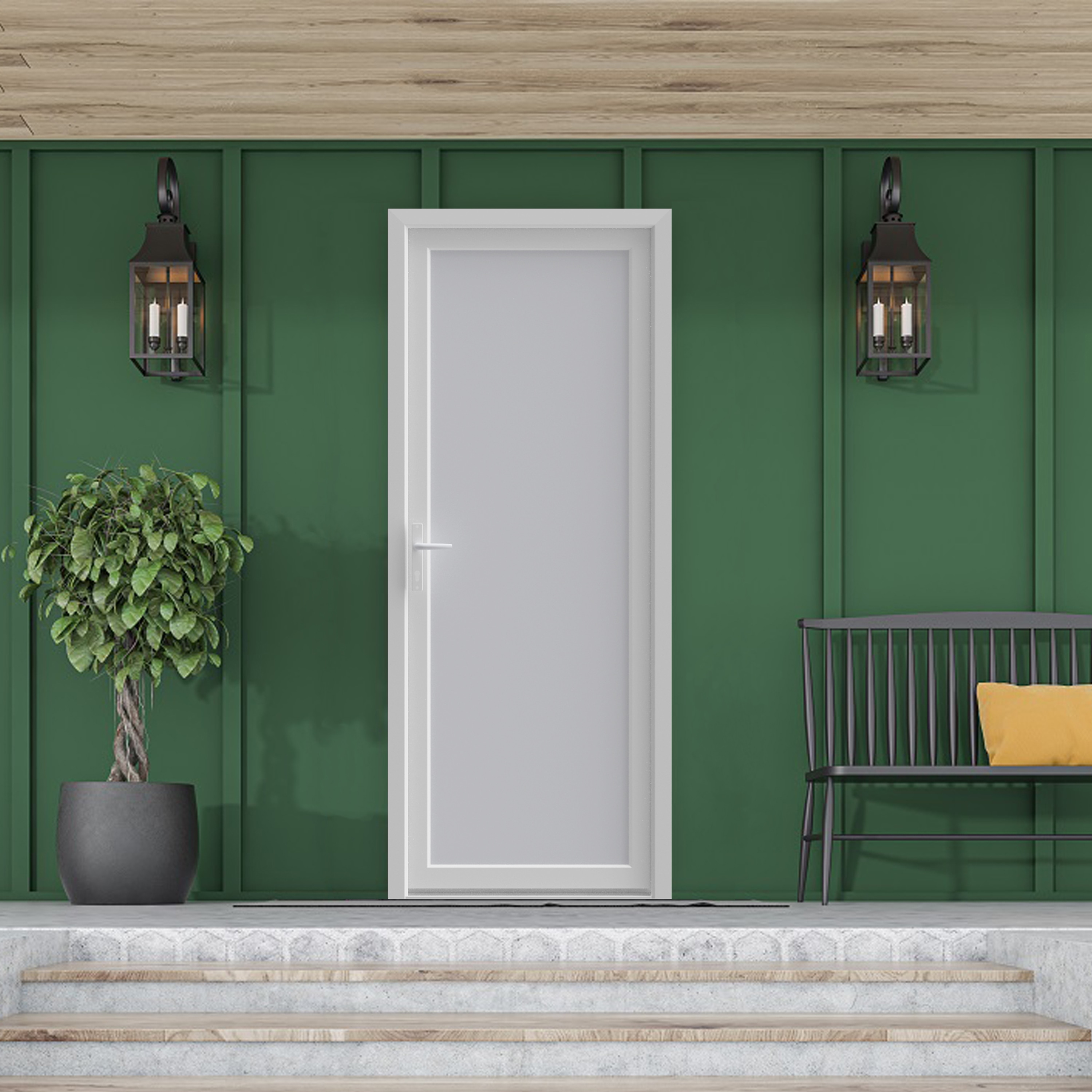 Usa de intrare, fara geam, dreapta, PVC, 90 x 205 cm, alb