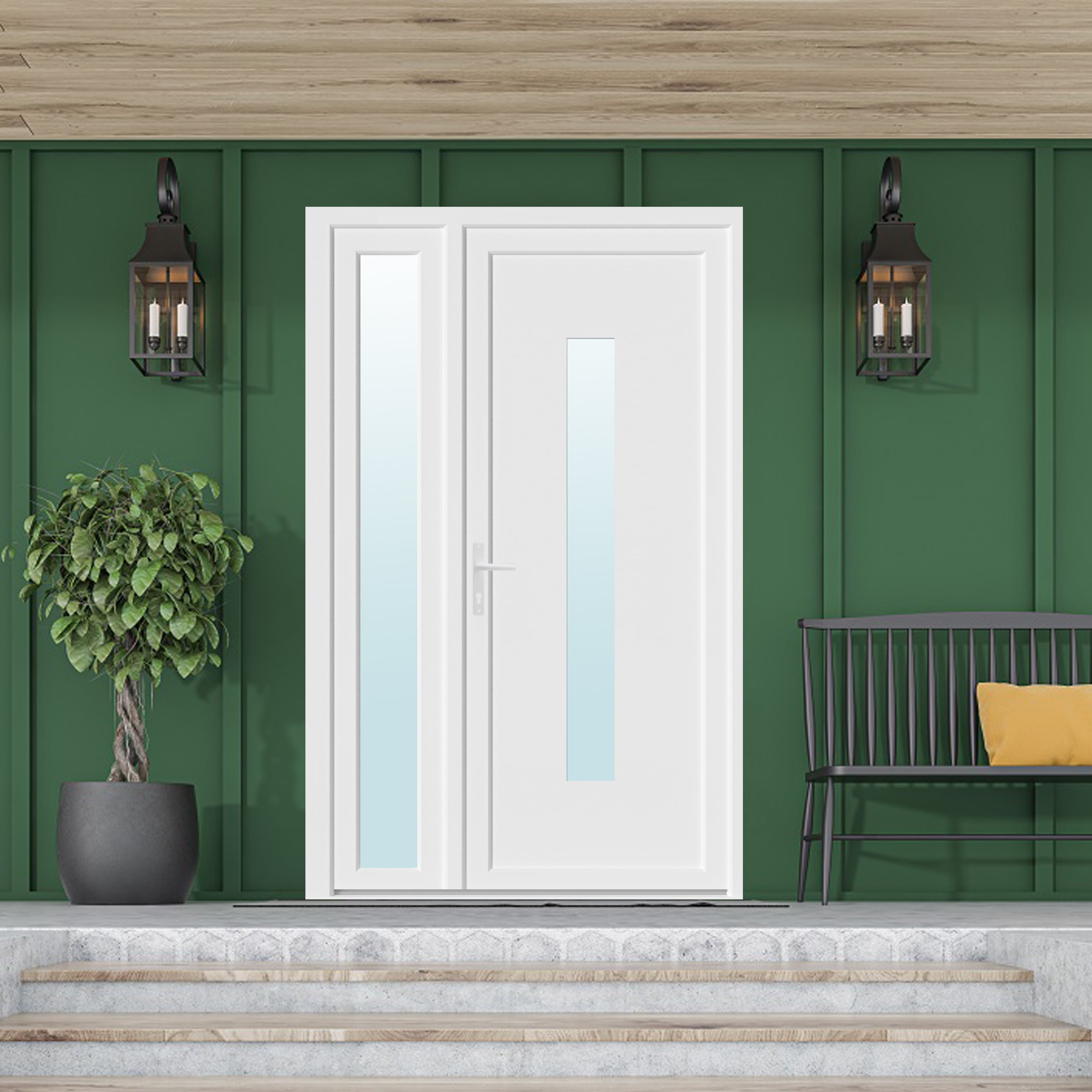 Usa exterior, cu geam, dreapta, PVC, 120 x 205 cm, alb