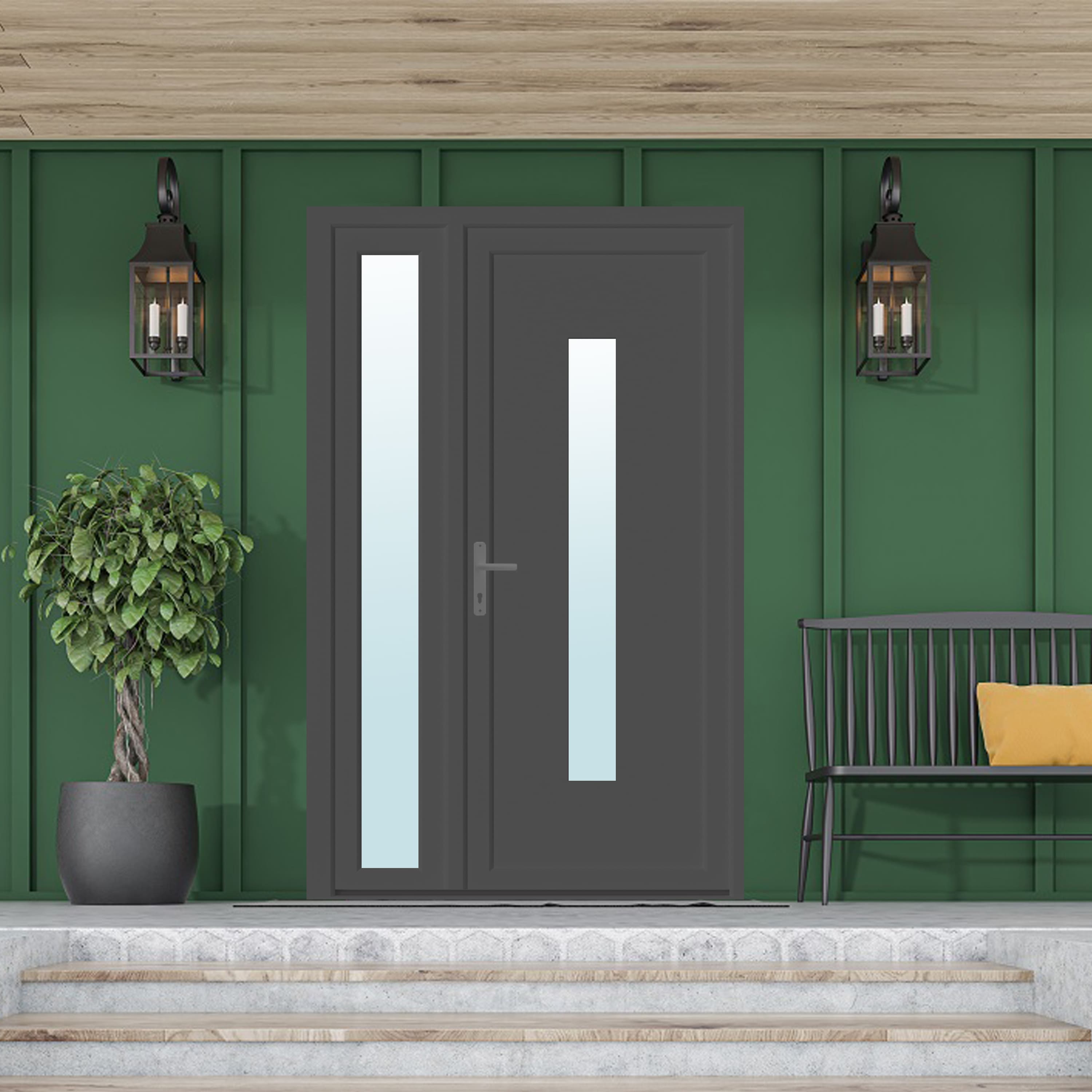 Usa exterior, cu geam, dreapta, PVC, 120 x 205 cm, antracit