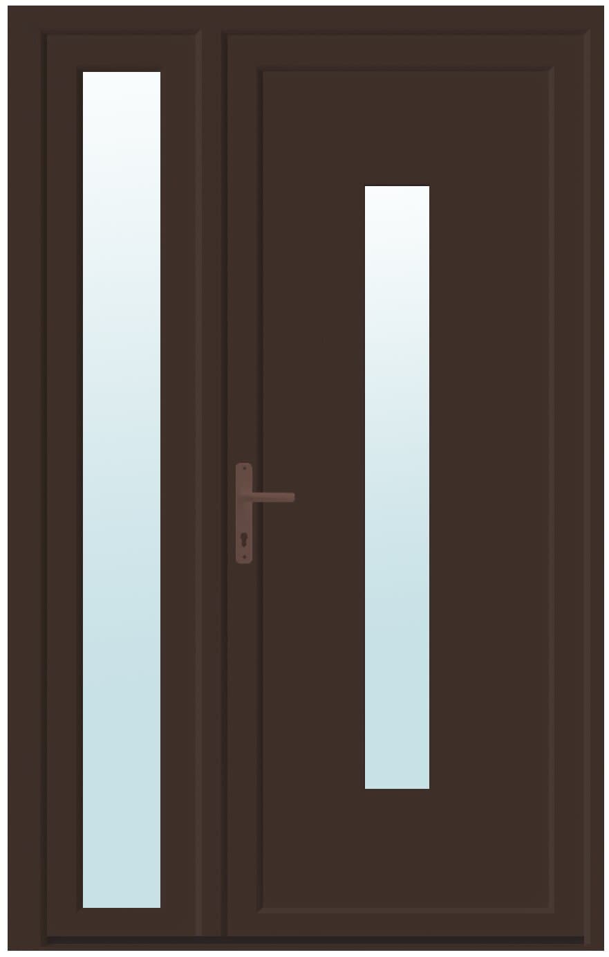 Usa exterior, cu geam, dreapta, PVC, 120 x 205 cm, nuc
