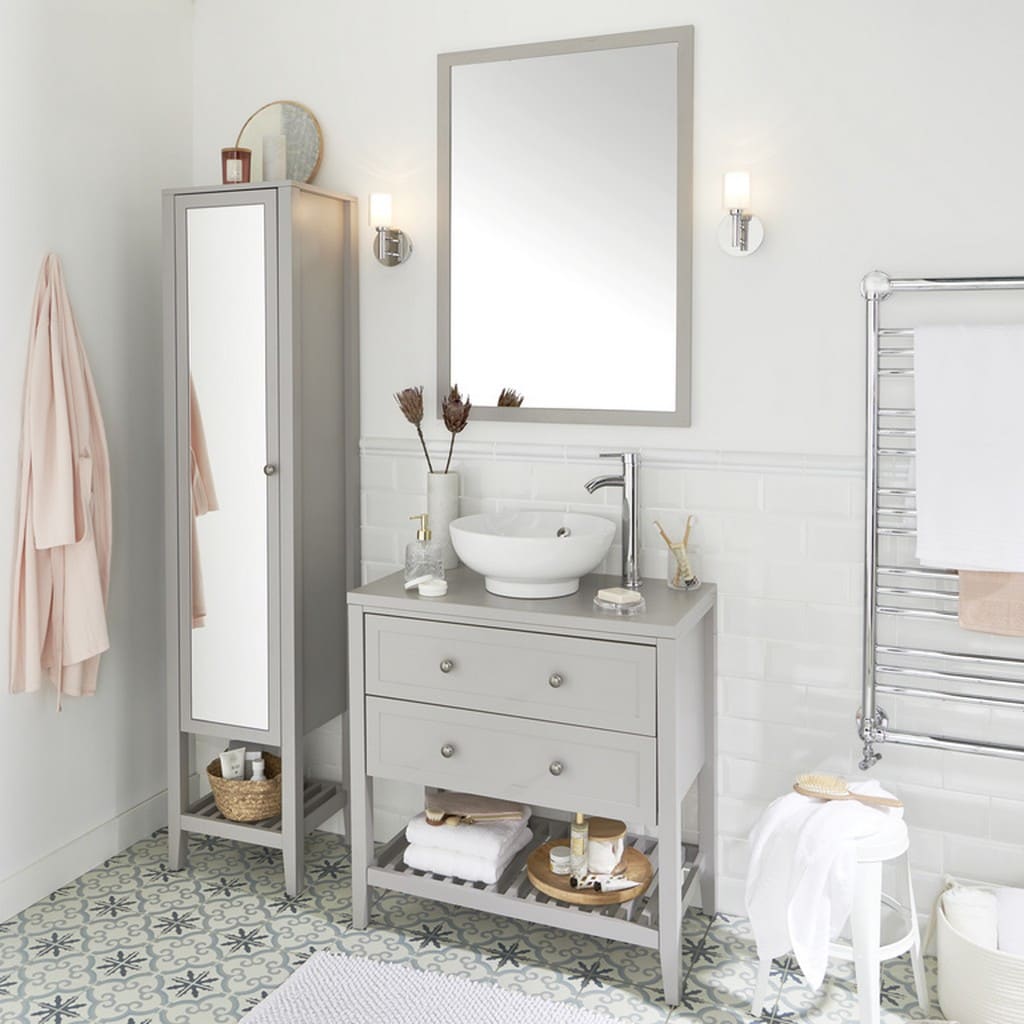 Oglinda cu rama dreptunghiulara GoodHome Perma, 100 x 70 cm, gri 