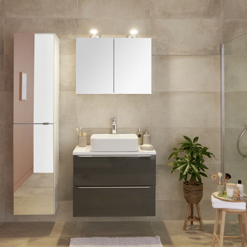 Baza pentru lavoar, suspendata, Antracit, 80 x 60 cm  GoodHome Imandra