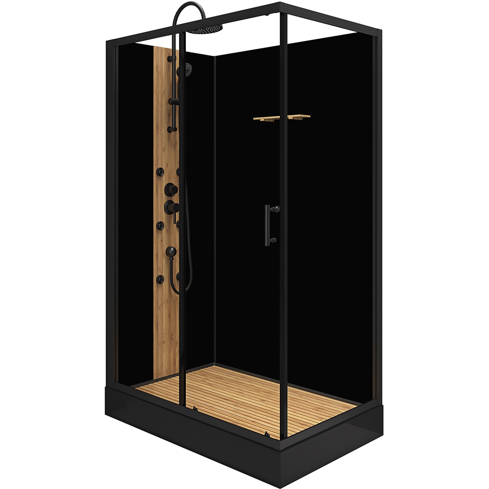 Cabina dus cu hidromasaj BAMBOO, dreptunghiulara, profil metalic, sticla securizata, 120 x 80 x 225 cm, negru/maro