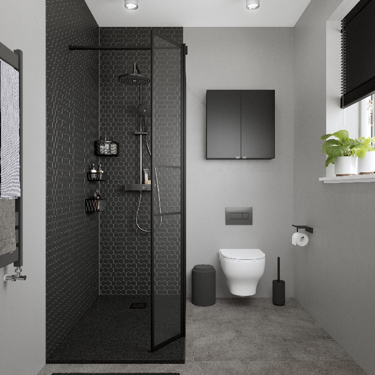 Cadita de dus dreptunghiulara GOODHOME Douro, antiderapanta, 80 x 120 x 2.8 cm, rasina compozita, negru