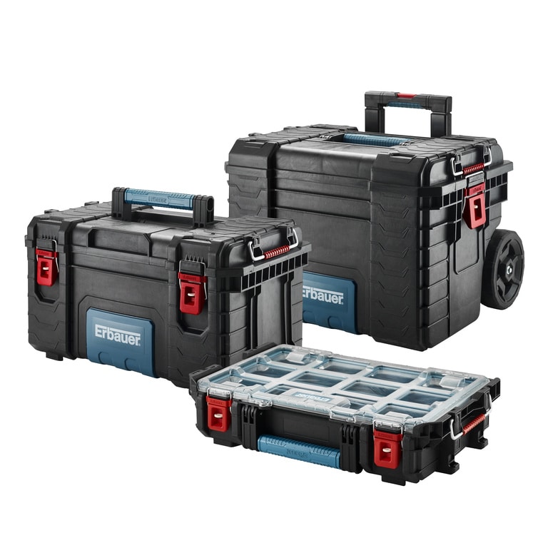 Set 3 cutii modulare scule ERBAUER Connecx, 56.4 x 46.5 x 86 cm, negru