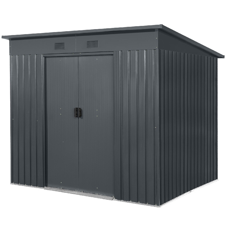 Casuta gradina GoodHome Basic, metal, 224 x 181x 177-199  cm, 4.5 m2, gri