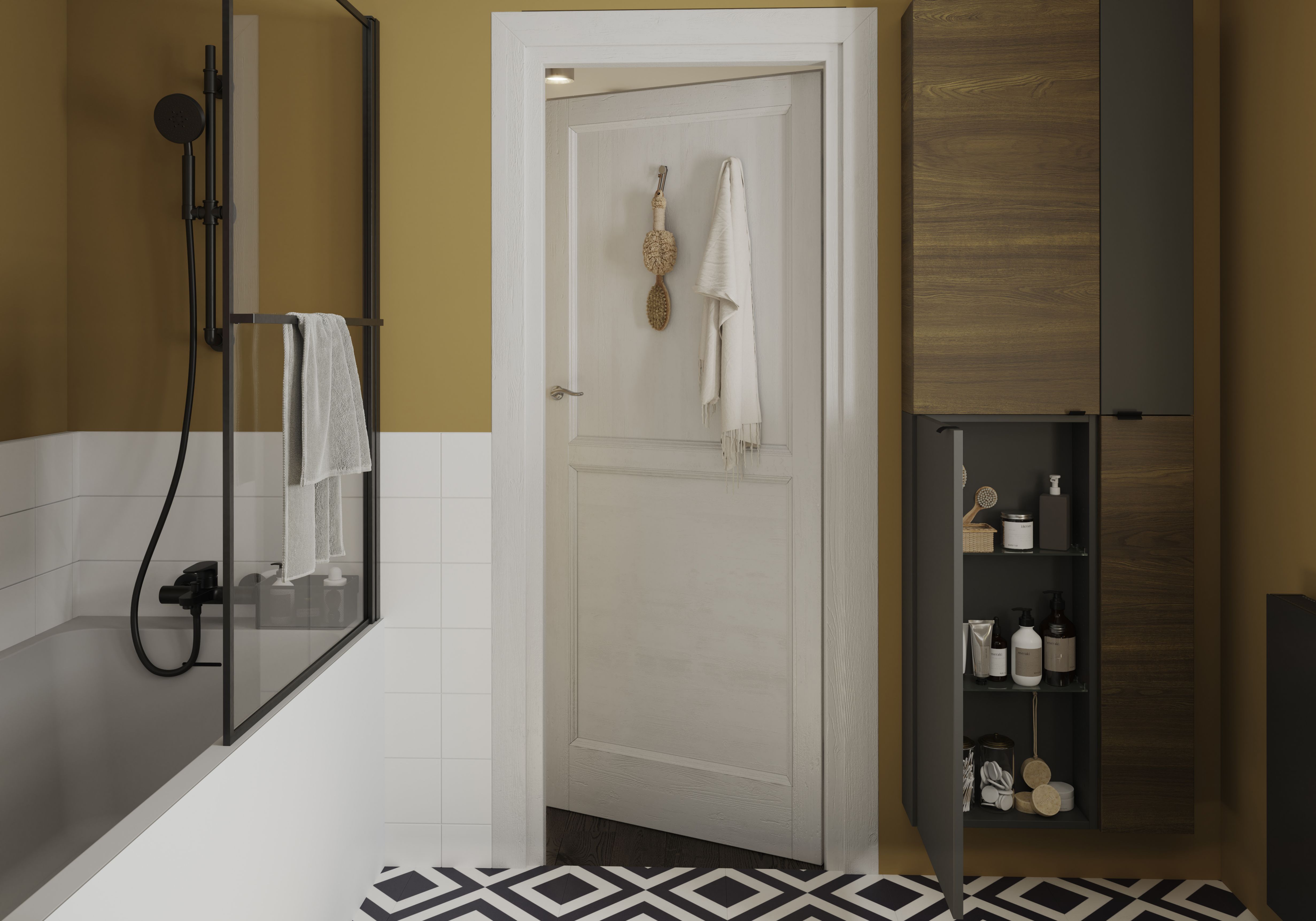 Dulap baie suspendat, negru, 40 x 90 x 36 cm GoodHome Imandra