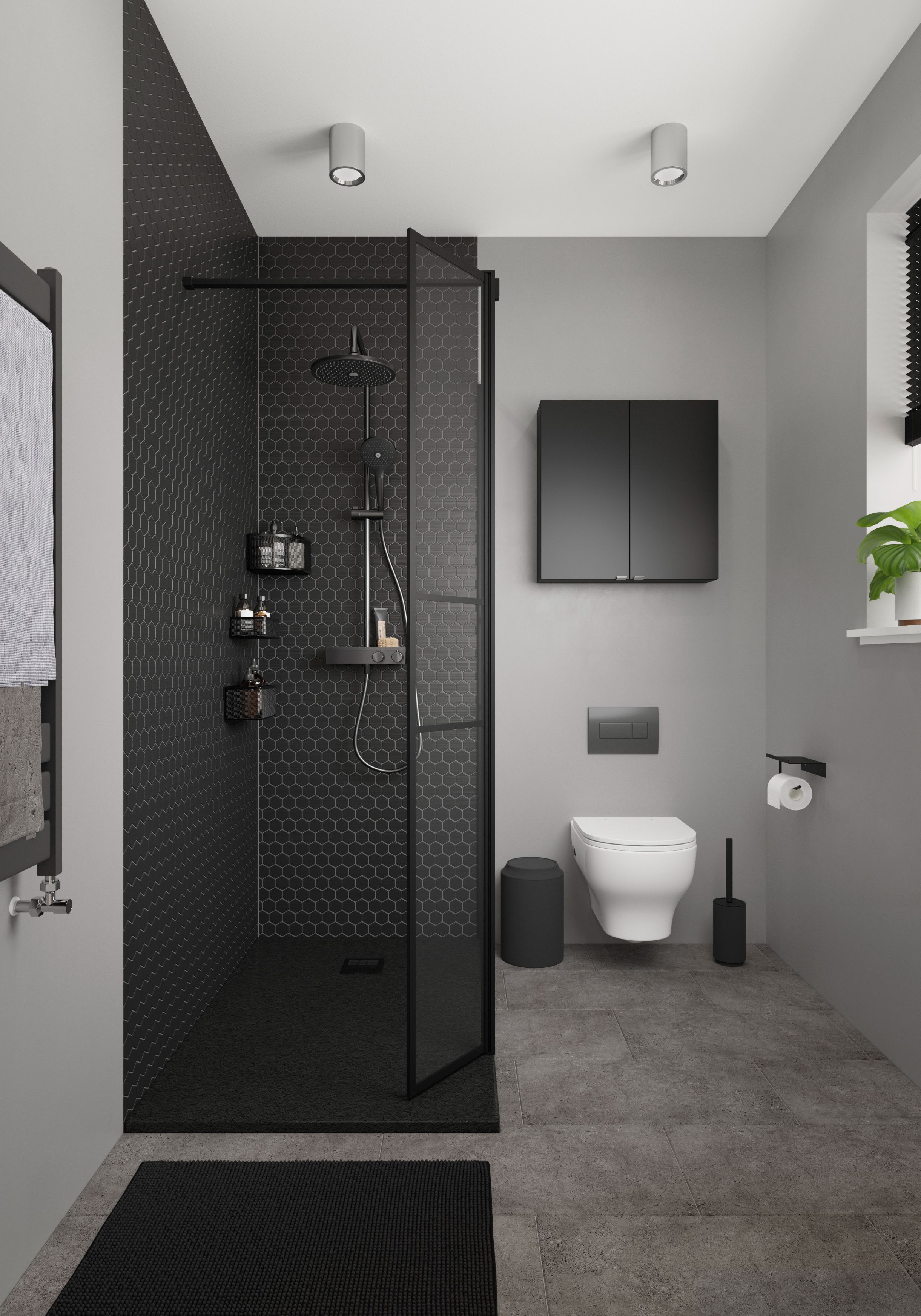 Dulap baie suspendat, negru, 60 x 60 x 15 cm GoodHome Imandra