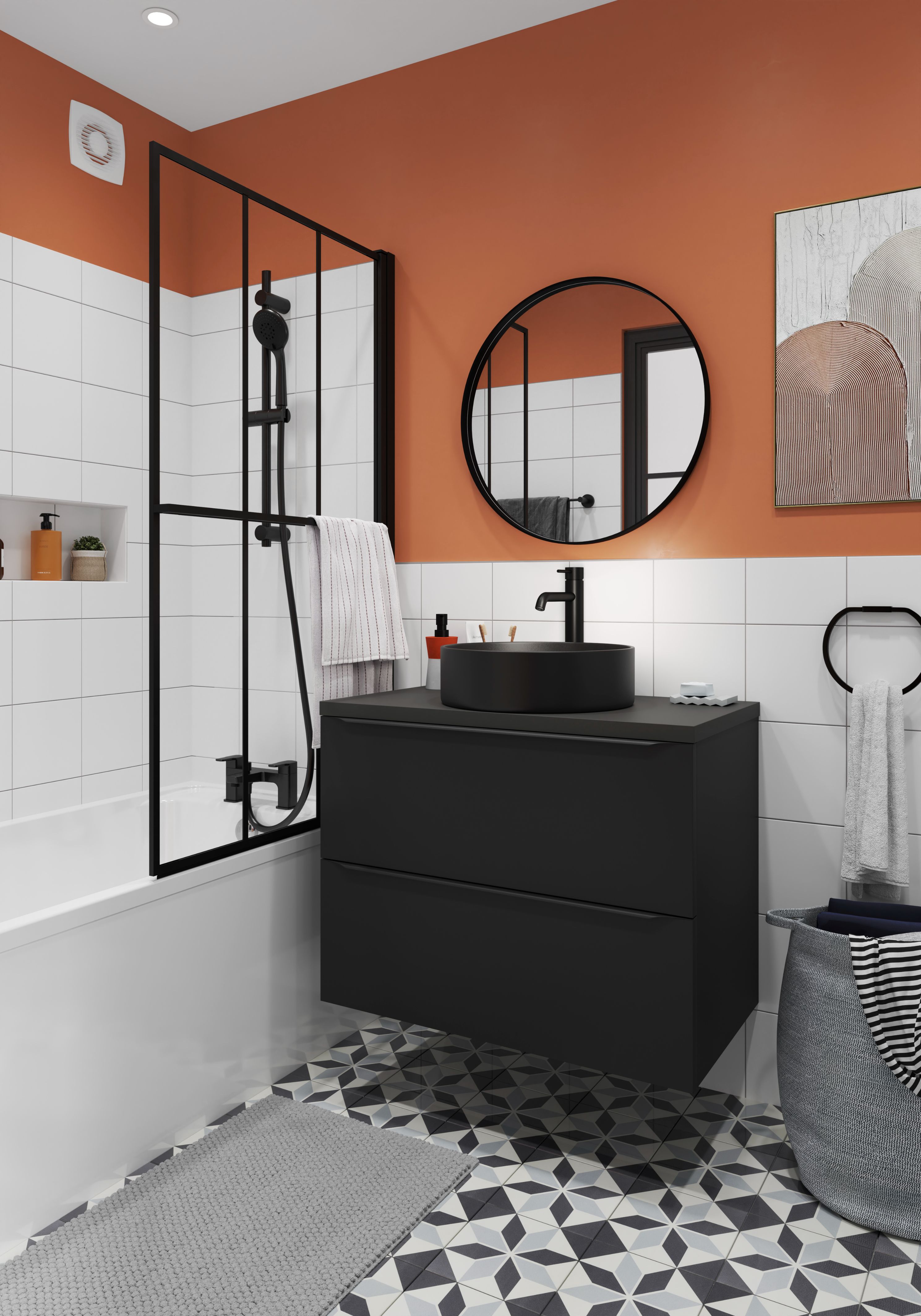 Baza pentru lavoar, suspendata, Negru, 80 x 60 cm GoodHome Imandra