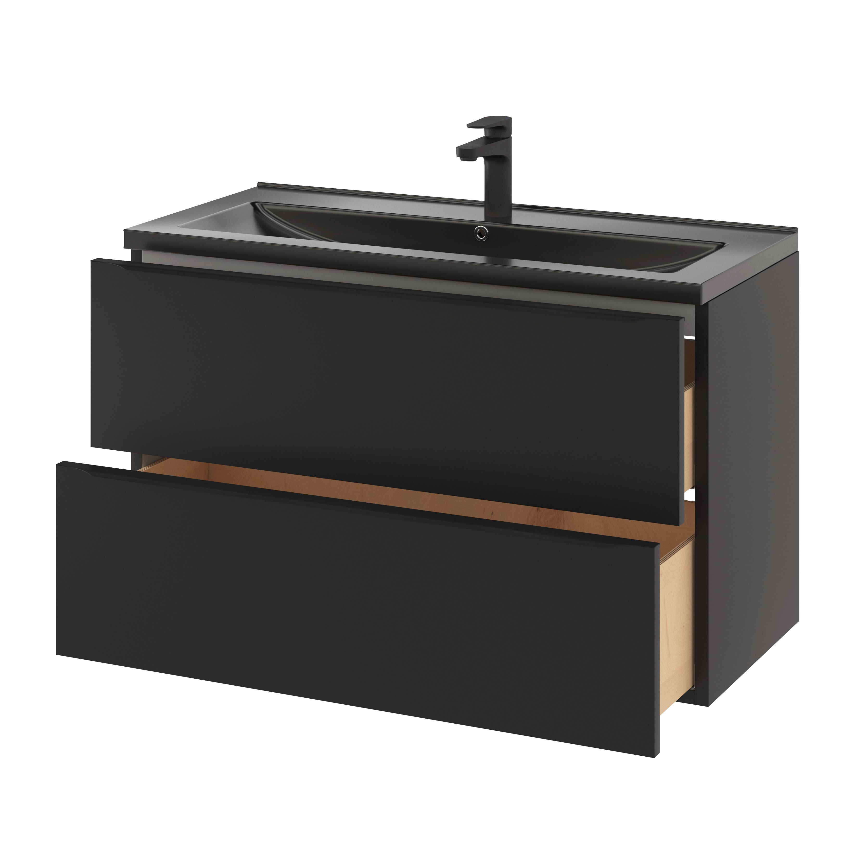 Baza pentru lavoar, suspendata, Negru, 100 x 60 cm GoodHome Imandra