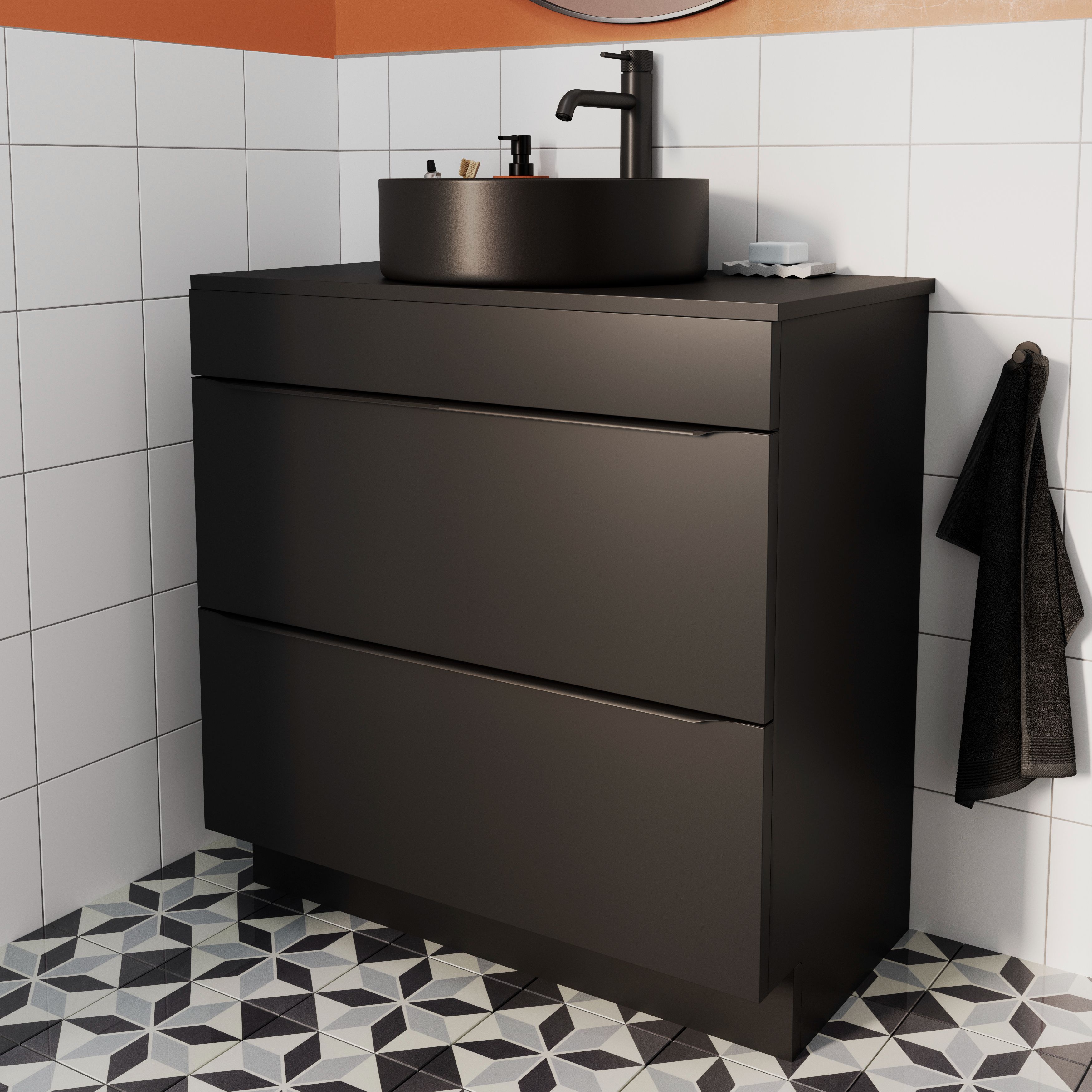 Baza pentru lavoar, cu picioare, Negru, 80 x 82 cm  GoodHome Imandra