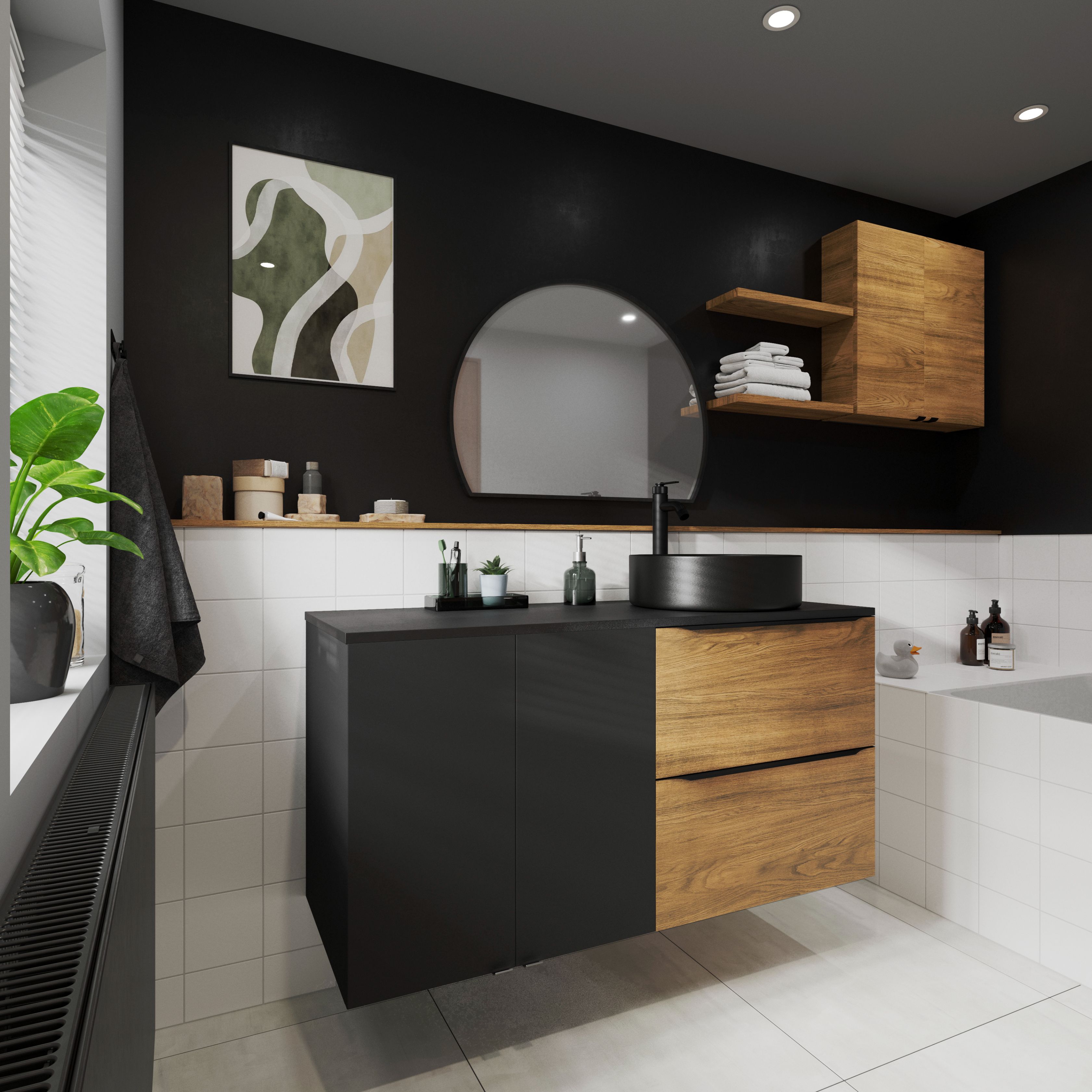 Baza pentru lavoar, suspendata, Nuc, 60 x 60 cm  GoodHome Imandra