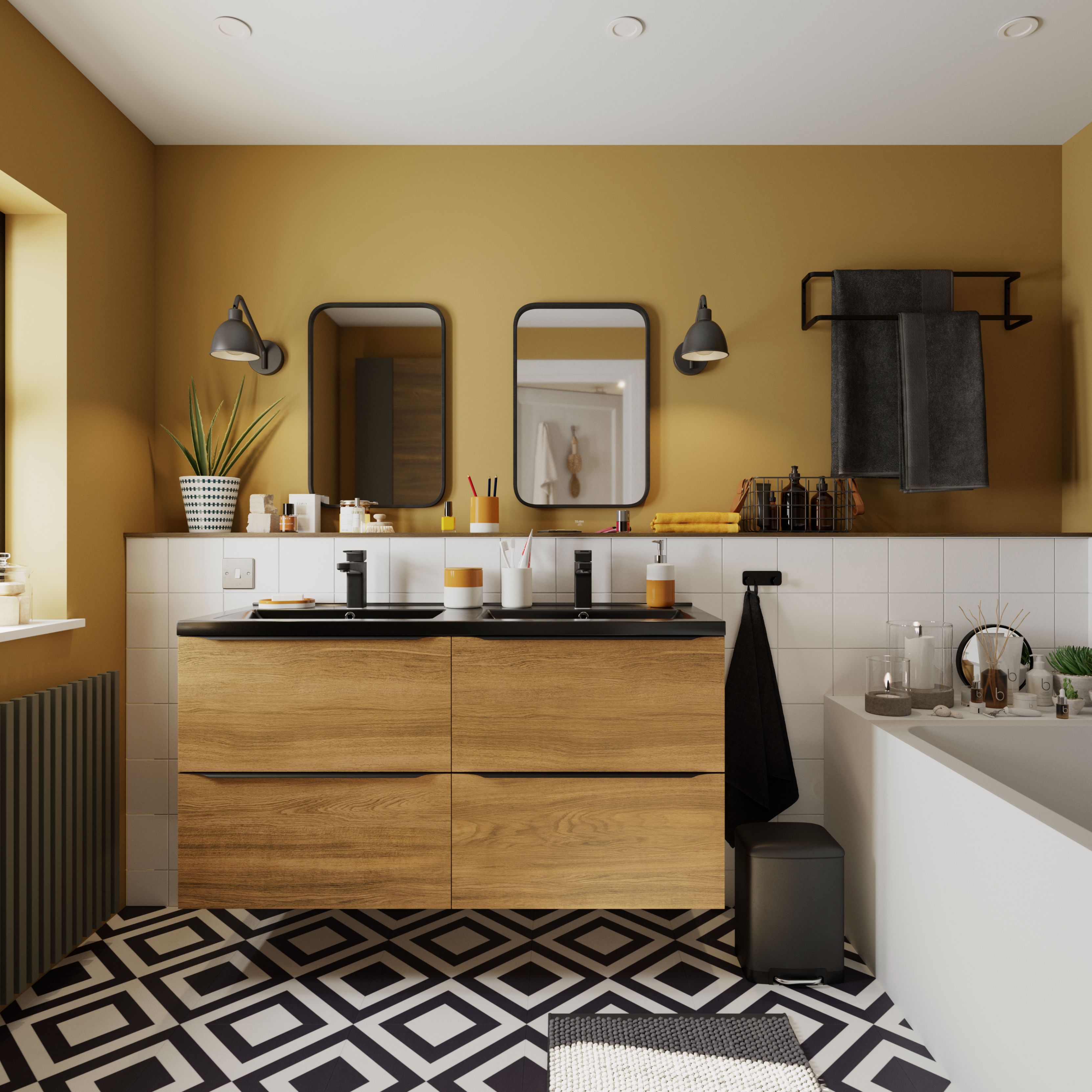 Baza pentru lavoar, suspendata, Nuc, 120 x 60 cm GoodHome Imandra