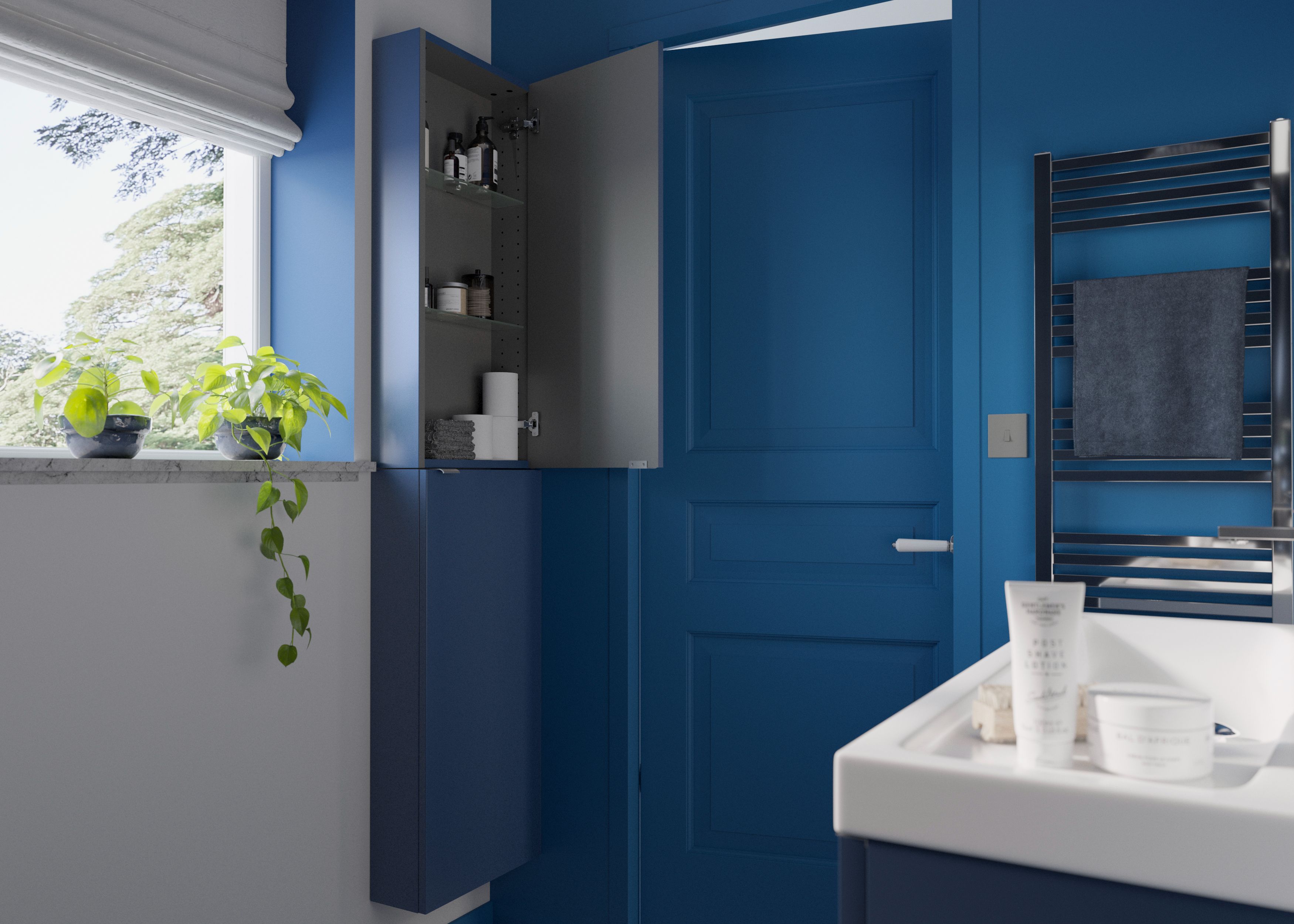 Dulap suspendat baie, 40 x 90 x 15 cm, albastru GoodHome Imandra