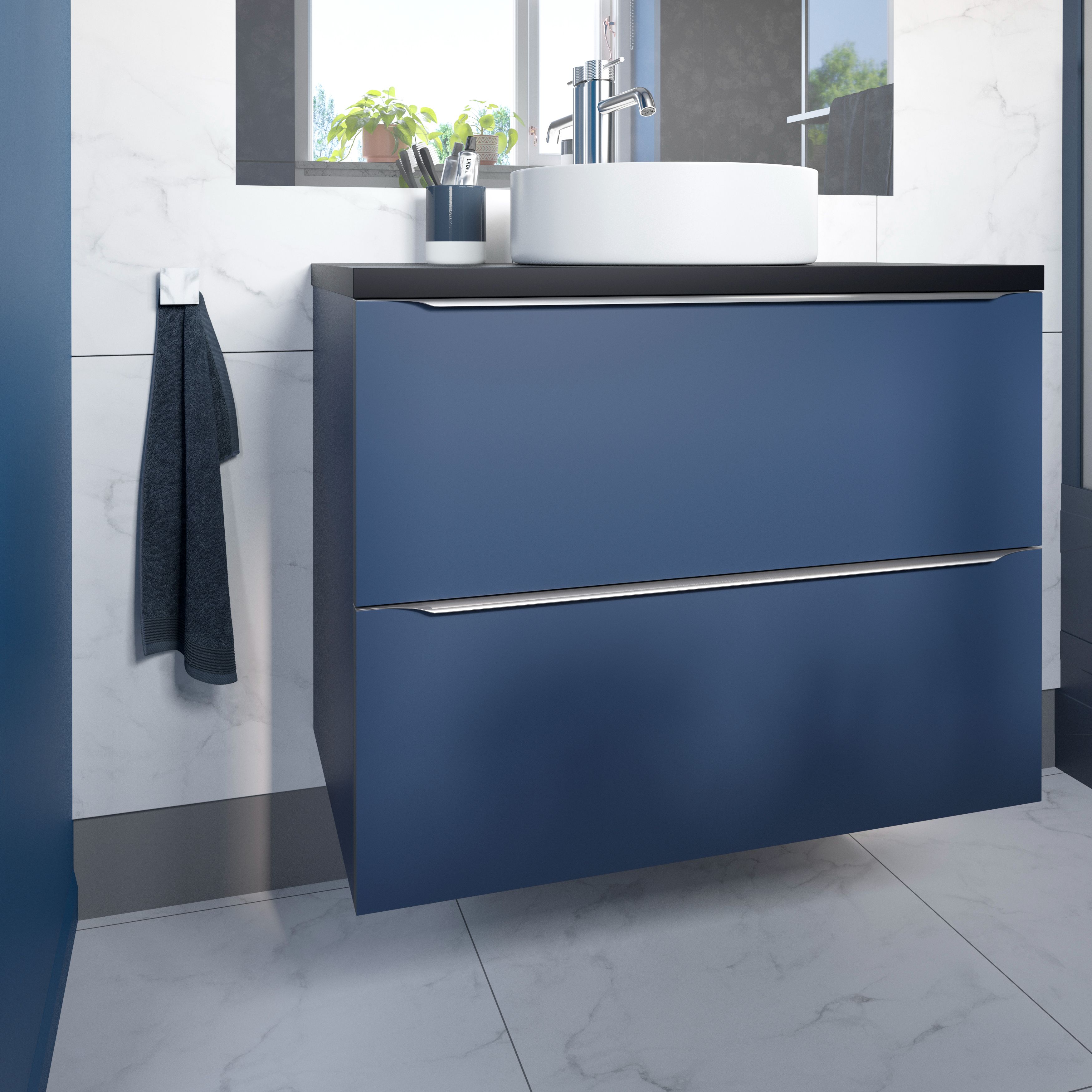 Baza pentru lavoar, suspendata, Albastru, 80 x 60 cm  GoodHome Imandra