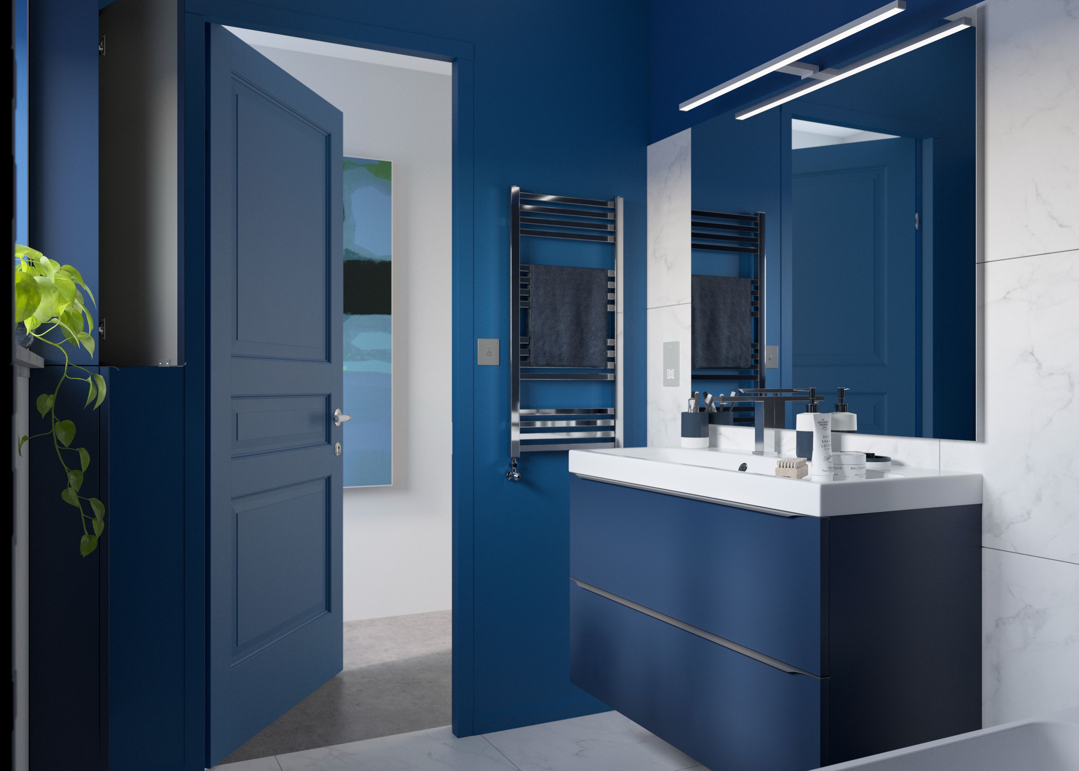 Baza pentru lavoar, suspendata, Albastru, 100 x 60 cm GoodHome Imandra