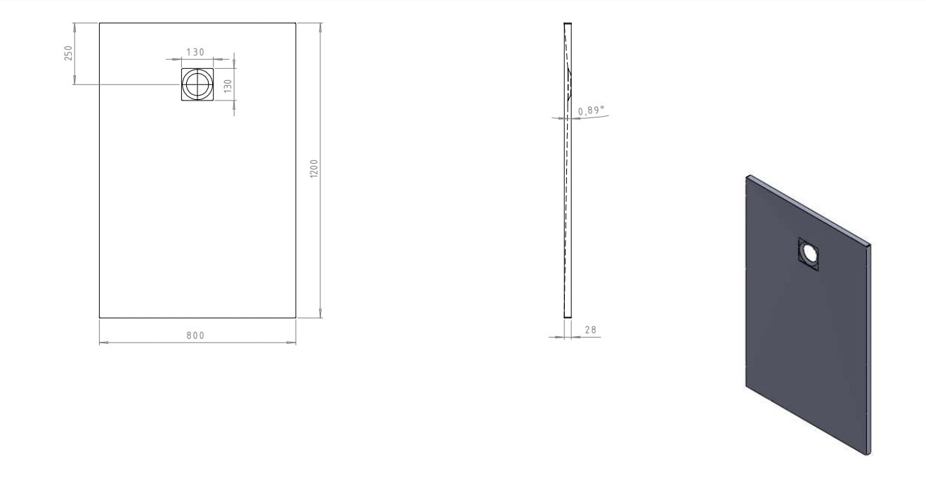 Cadita de dus dreptunghiulara GOODHOME Douro, antiderapanta, 80 x 120 x 2.8 cm, rasina compozita, negru