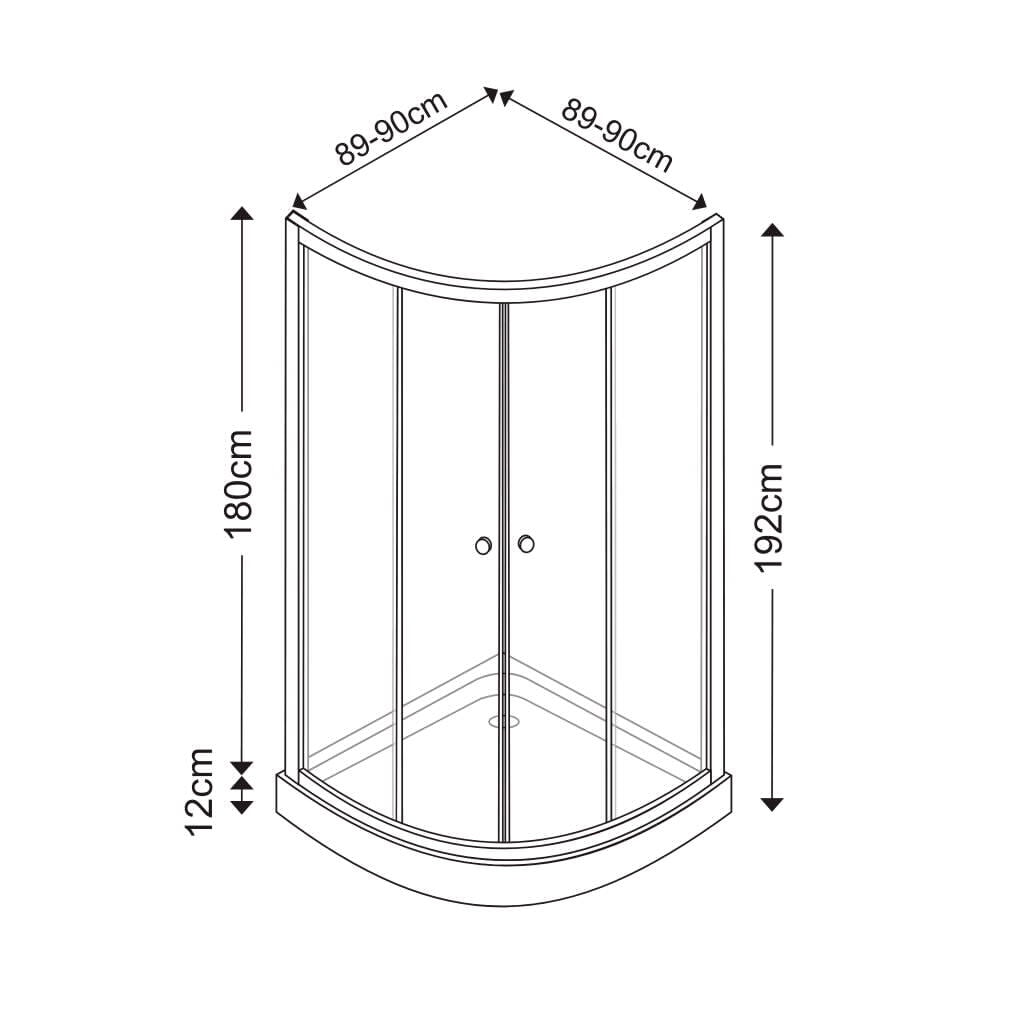 Cabina dus simpla, joasa, semirotunda, 90 x 90 x 192 cm  Weddell