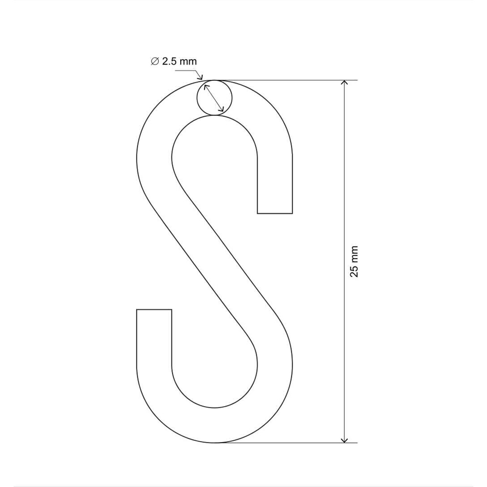 Carlig S DIALL, 2.5 x 25 mm, otel, 4 bucati