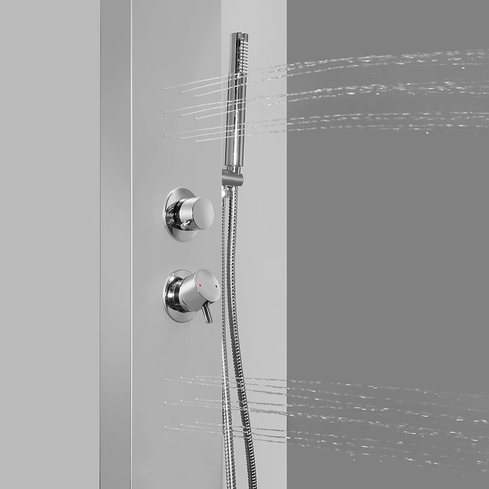 Panel dus GOODHOME Tanvia, hidromasaj, baterie monocomanda, 120 cm, gri