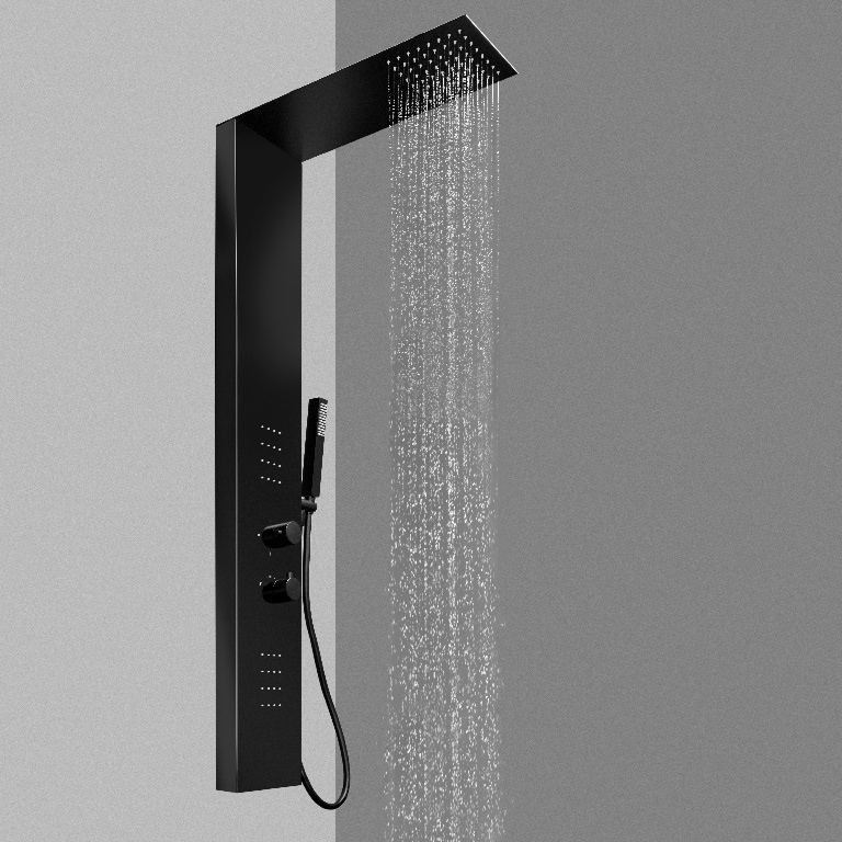 Panel de dus GOODHOME Abala, termostat, hidromasaj, 140 cm, negru