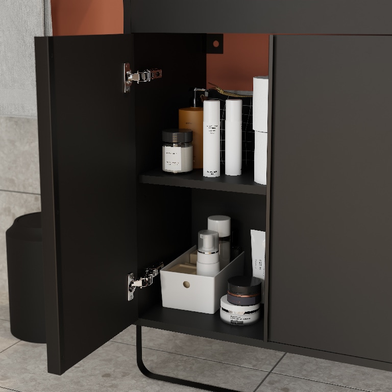 Baza pentru lavoar, suspendata, Negru, 85 x 82 cm  GoodHome MAZA