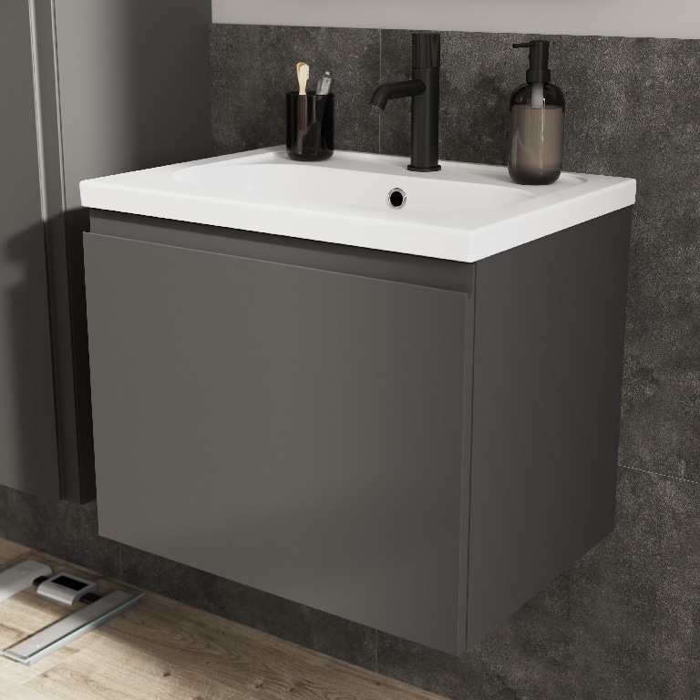 Baza pentru lavoar, suspendata, Gri, 60 x 48 cm  GoodHome LEVANNA