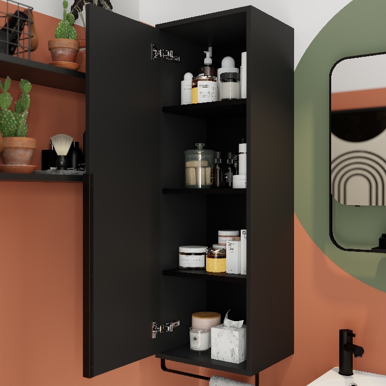 Coloana baie suspendata GOODHOME Maza, 30 x 115 x 36 cm, negru