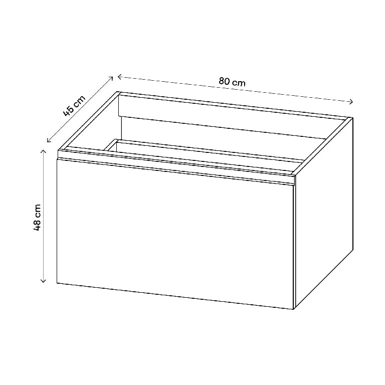 Baza pentru lavoar, suspendata, Gri, 80 x 48 cm  GoodHome LEVANNA