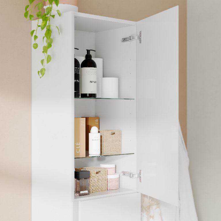 Dulap coloana baie suspendata GOODHOME Levanna, 40 x 160 x 36 cm, suspendat, PAL si polipropilena, alb