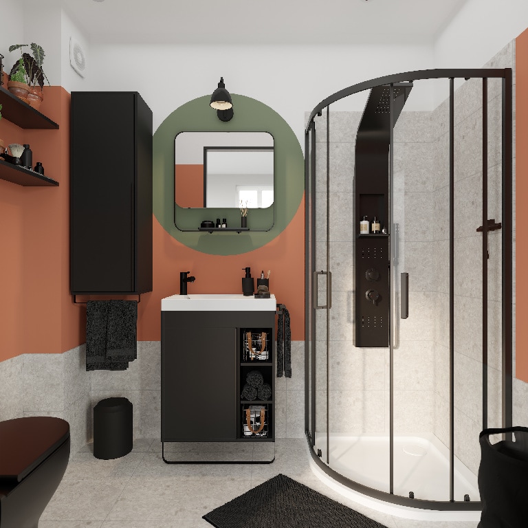 Baza pentru lavoar, suspendata, Negru, 65 x 82 cm  GoodHome MAZA