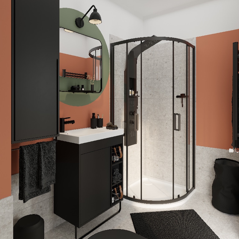 Baza pentru lavoar, suspendata, Negru, 65 x 82 cm  GoodHome MAZA