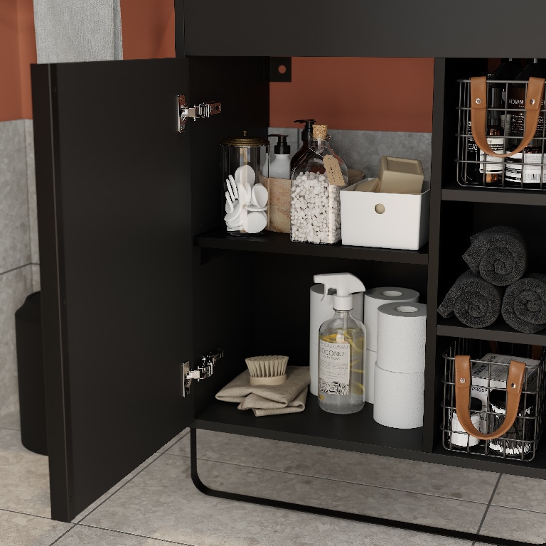 Baza pentru lavoar, suspendata, Negru, 65 x 82 cm  GoodHome MAZA