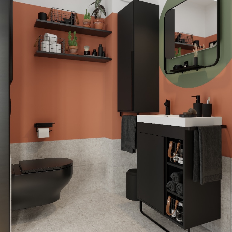 Baza pentru lavoar, suspendata, Negru, 65 x 82 cm  GoodHome MAZA